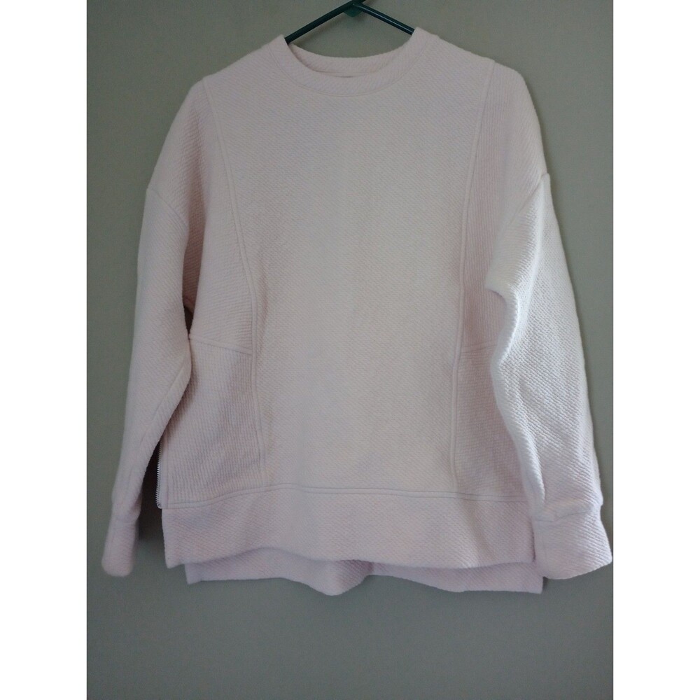 Calia Pink Textured Zipper Sides Pullover Oversized Sweatshirt Size Small